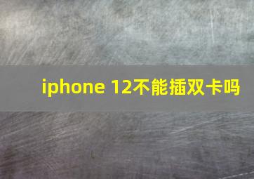 iphone 12不能插双卡吗